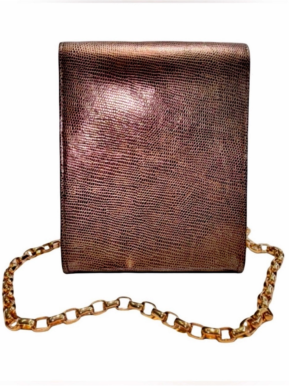 RODO Italy Structured Hard Case Evening Bag I Gold Link Strap | NWOT